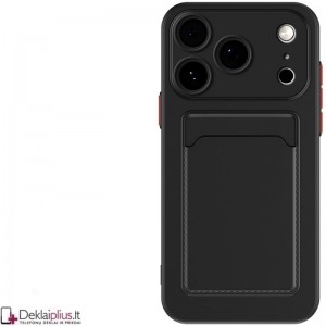 Guminis dėklas su kišenėle - juodas (Apple Iphone 17 Pro/Iphone 18 Pro)